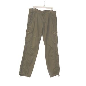 Skyline Wears Cargo Pants Olive Green Utility Pockets Drawstring Ankle Size XL